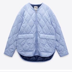 Zara Quilted Cornflower Periwinkle Light Blue Jacket